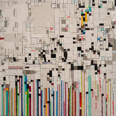 colorful mosaic volcanic rock geometric piet mondrian artwork