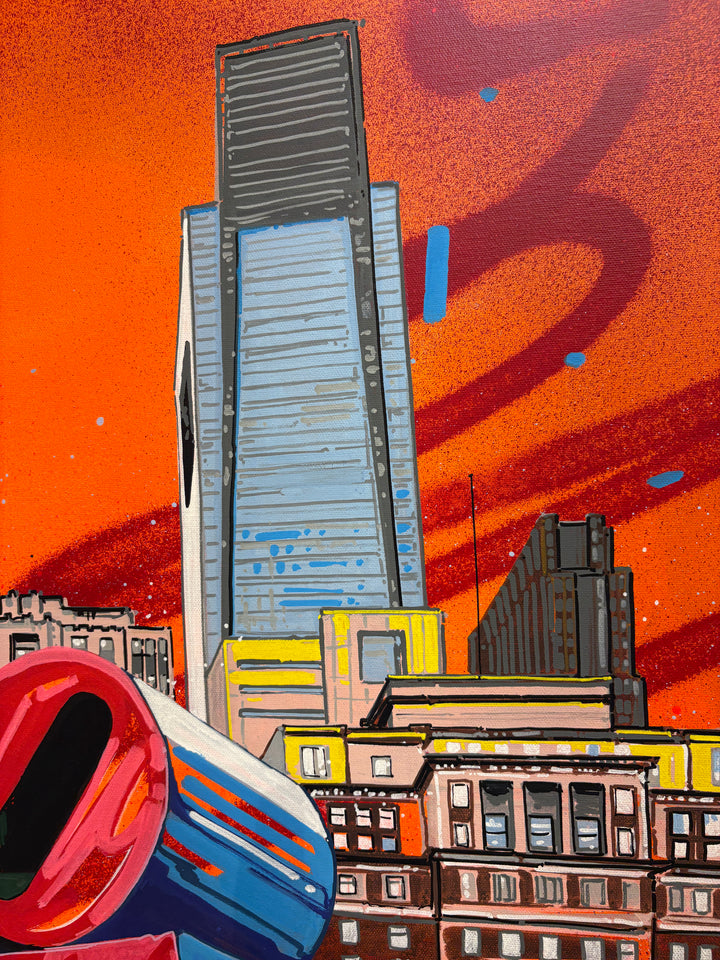 "Another Love" by Pappay — a vibrant street art-inspired painting on canvas depicting Philadelphia&