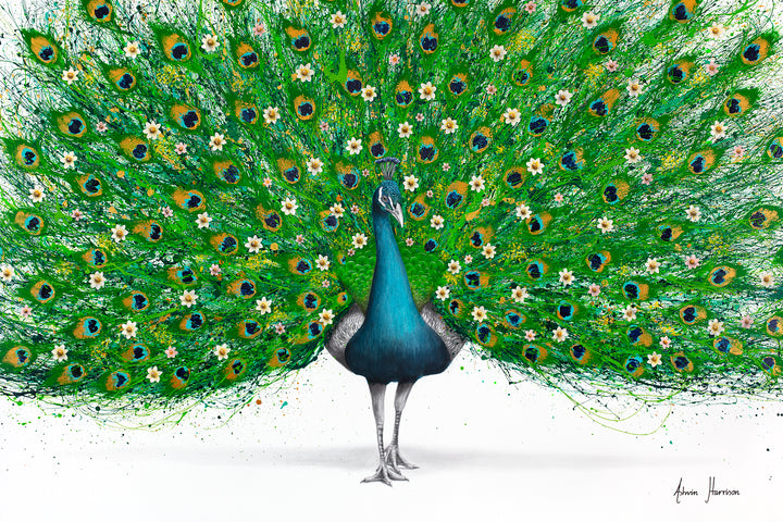 Poetic Peacock Limited Edition Hand Painted Gicleé Print