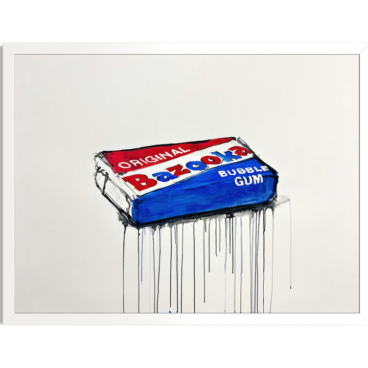 retro candy drawing illustration doodle red white blue black ink dripping on white paper charcoal framed in white