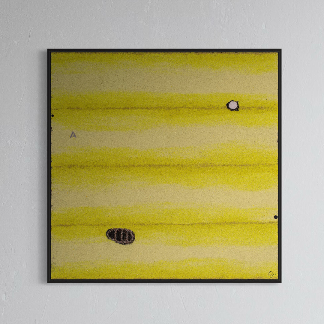 Bismuth Anode by Bob Landstrom, painting of green pigmented volcanic rock on canvas, featuring horizontal stripes.