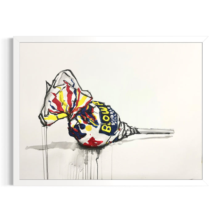 retro candy drawing illustration doodle red white blue yellow lollipop black ink dripping on white paper charcoal framed in white