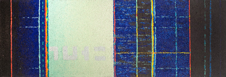 EX 6937 by Bob Landstrom. Modern art with vibrant colors and geometric patterns Volcanic rock textured art piece