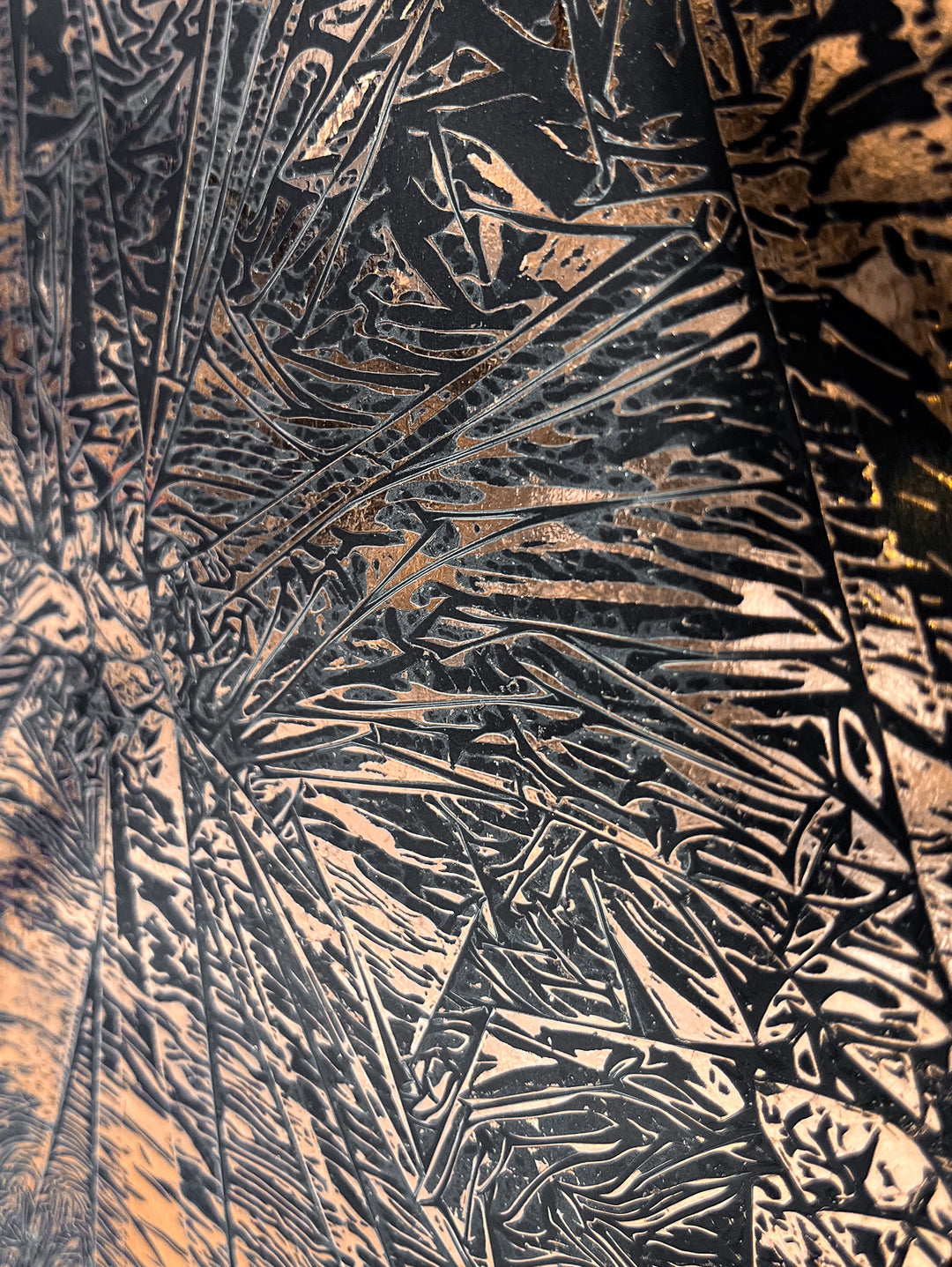 Copper Texture No. 102 by M. Clark, crackle textured copper foil on black background