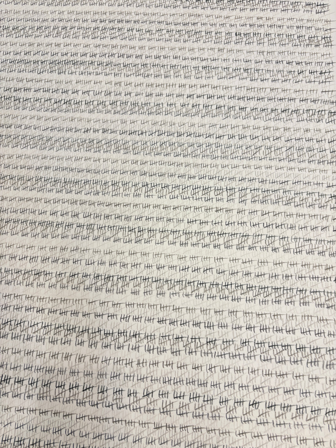 hatch mark showing time spent in prison minimal grey black and white lines on paper vertical pattern