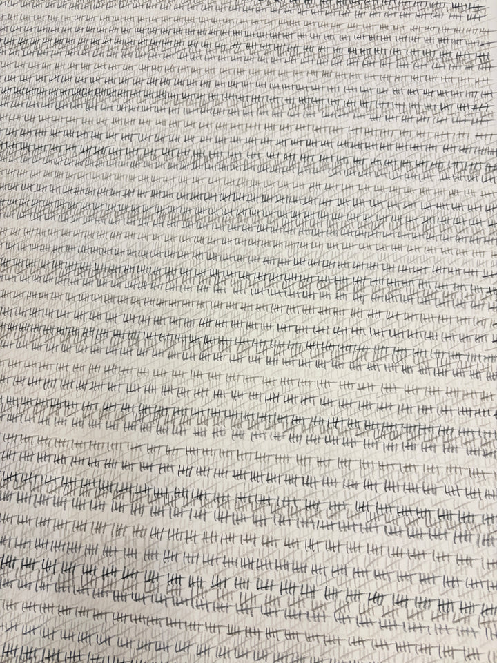 hatch mark showing time spent in prison minimal grey black and white lines on paper vertical pattern
