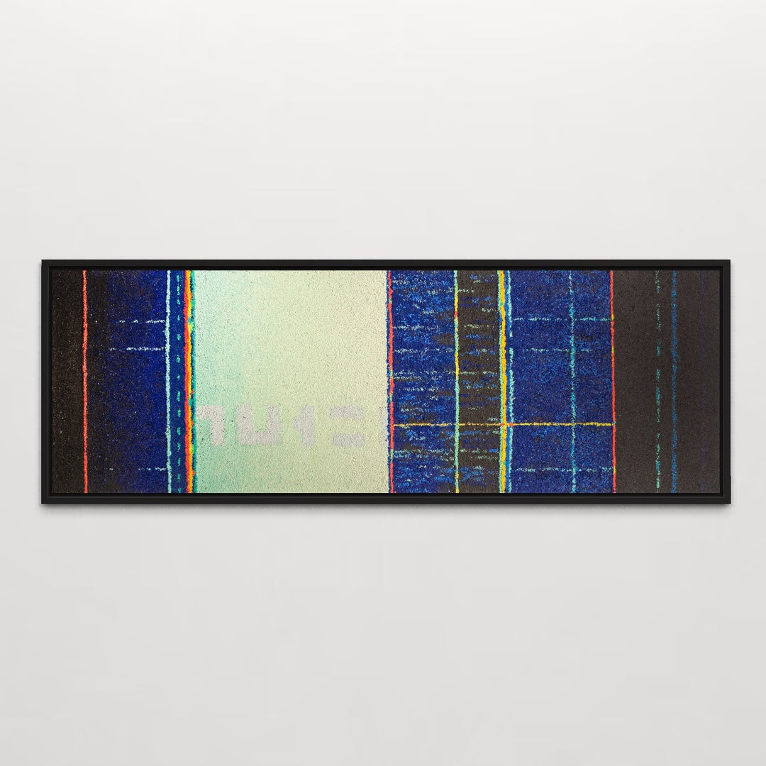 EX 6937 by Bob Landstrom. Modern art with vibrant colors and geometric patterns Volcanic rock textured art piece