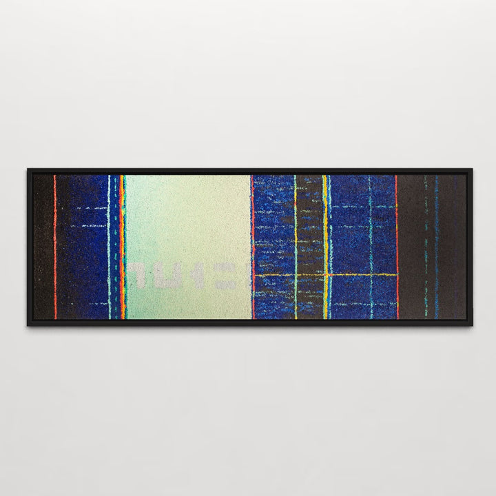 EX 6937 by Bob Landstrom. Modern art with vibrant colors and geometric patterns Volcanic rock textured art piece