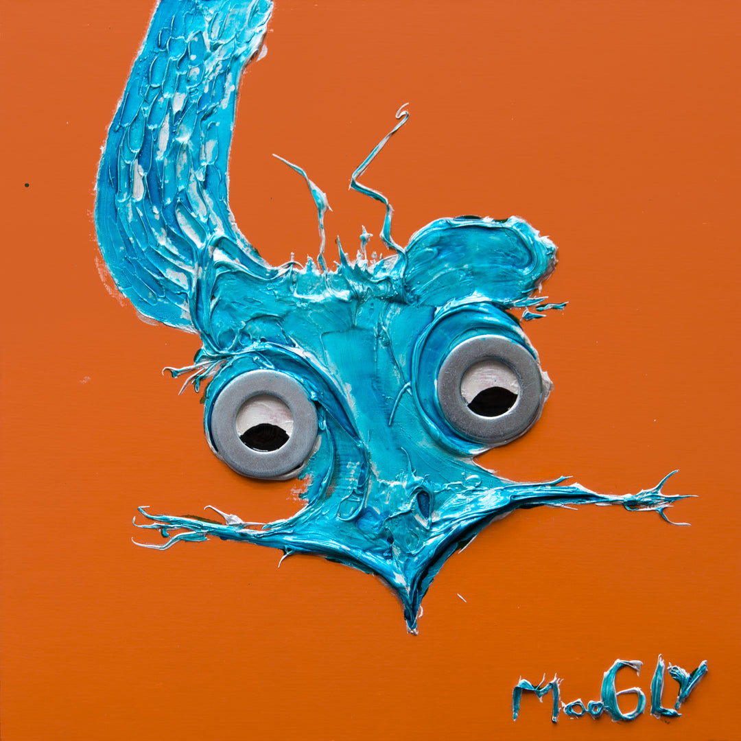 Primary Colors, Orange, Blue, Bird, Bird Art, Animal Art, Surrealism 