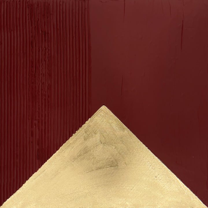 Red, Maroon, Gold, Geometric, Texture, Contemporary, Abstract, Female Artist