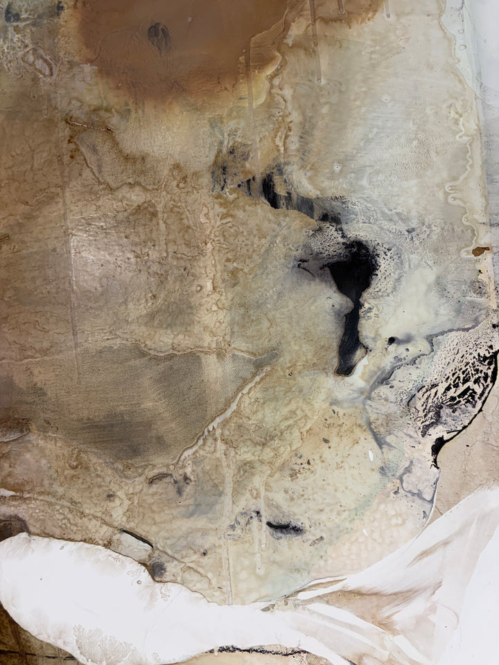 Field of Daisies by Liz Barber, 72"W x 60"H acrylic, ink, and charcoal painting on canvas, angled view 3