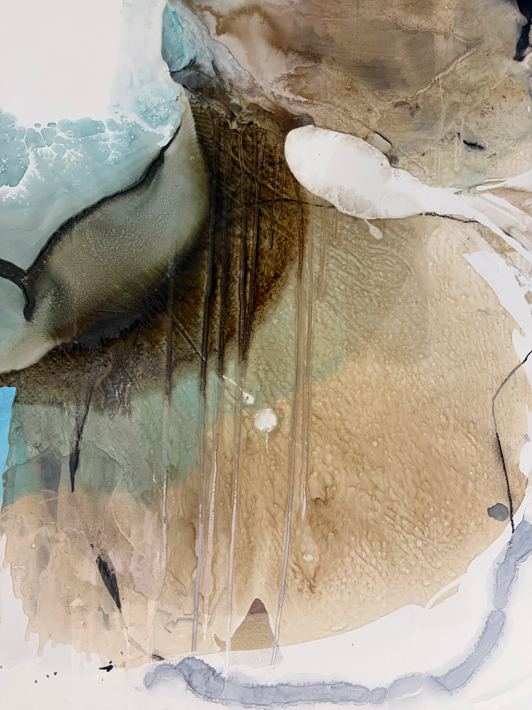 Field of Daisies by Liz Barber, 72"W x 60"H acrylic, ink, and charcoal painting on canvas, angled view 4