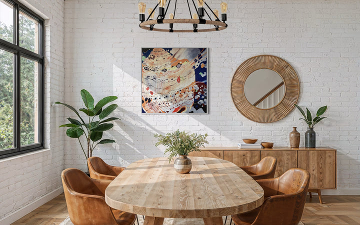 pumice primed canvas textured with rough rock surface in oil paint creating abstract paintings inspired by natural patterns in nature organic shapes gradient background opaque color blocking line work weight  sea shell in pink peach tones by local artist Erin Touey