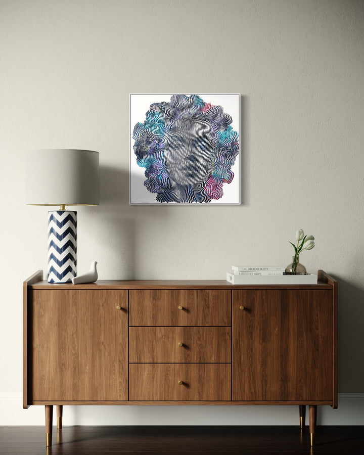 Marilyn Monroe Velvet Stardust acrylic paint swirled line work portrait female figurative painting
