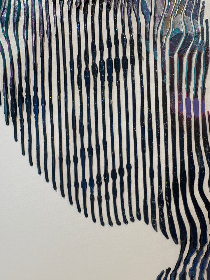 Audrey Hepburn famous Hollywood actress figure portrait painting line work vertical illusion 20 x 20 by Virginie Schroeder