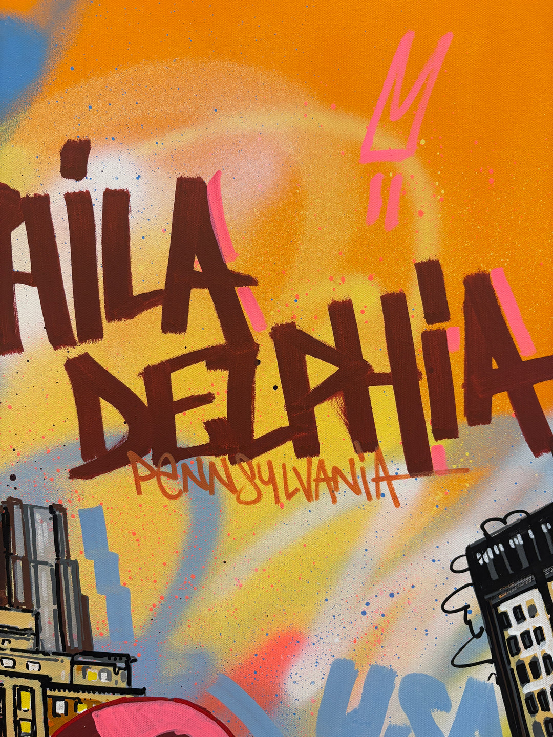 LOVE philadelphia pennsylvania sight seeing urban landscape city buildings illustration graffiti graphic acrlyic and marker 