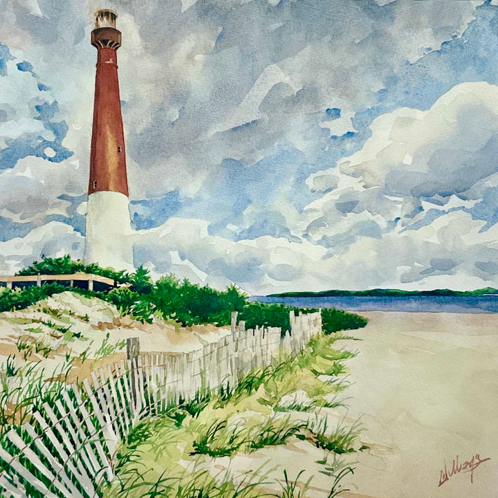 Watercolor landscape of Barnegat Lighthouse State Park