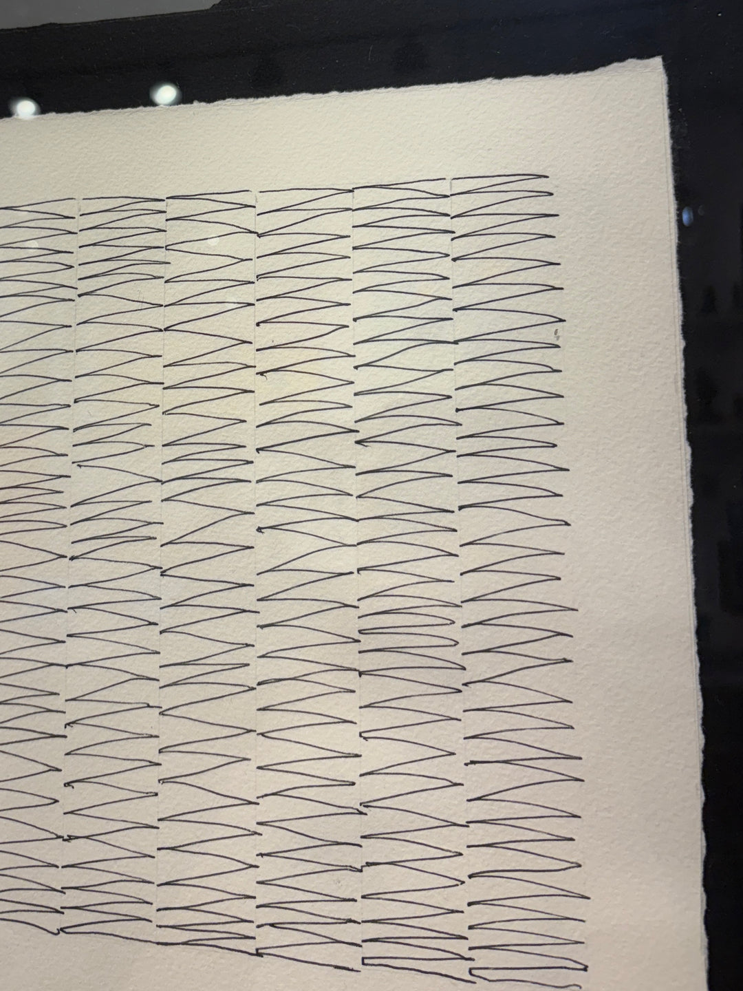 pen line geometric minimalism on paper symbolizing life line time passed in black and white in frame