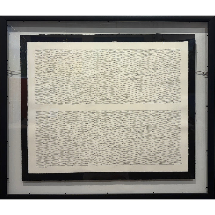 pen line geometric minimalism on paper symbolizing life line time passed in black and white in frame