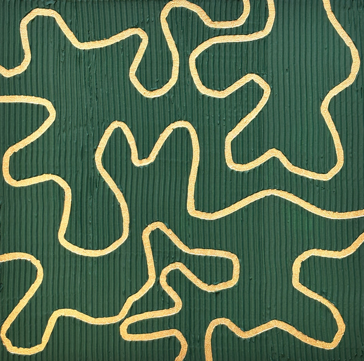 green matte striped textured background with squiggle lines abstract gold minimal geometric 
