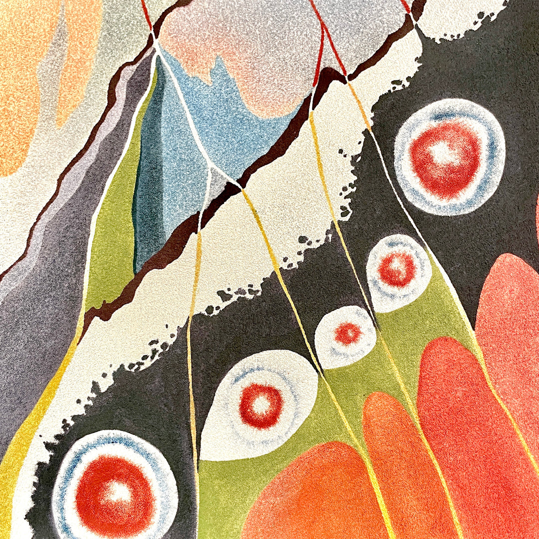 Orange, Blue, Textured, Butterfly, Surrealism, Surrealist, Abstract