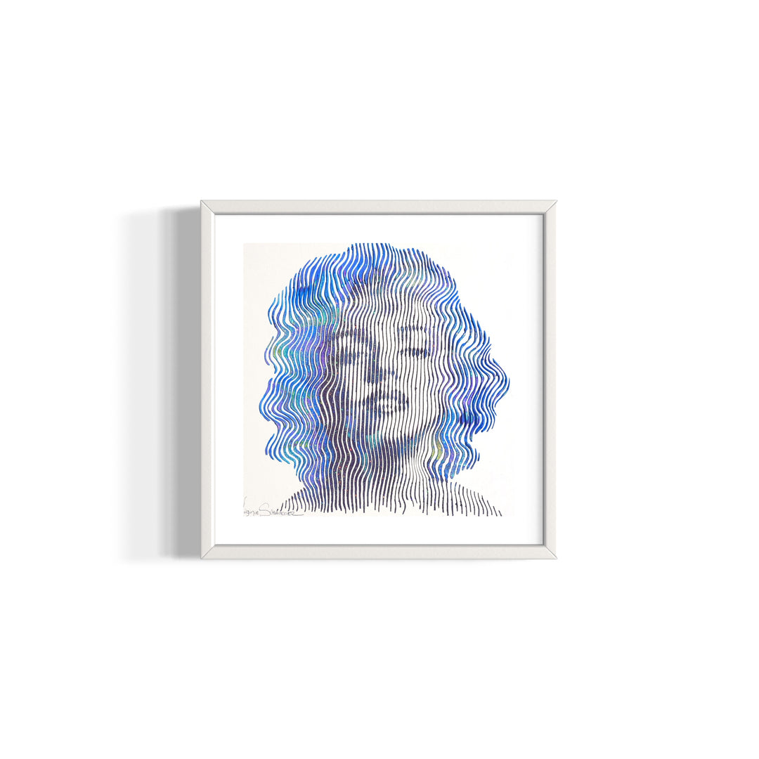 Marilyn Monroe hollywood actress female portrait optical line work figurative in acrylic and oil