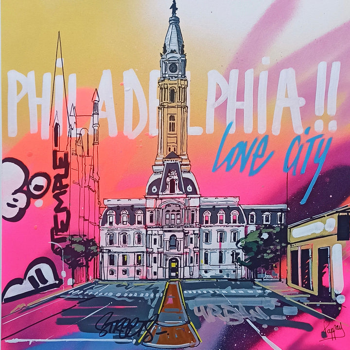 Pink, Ombre, Yellow, Purple, Spray Paint, Capital Building, Philadelphia