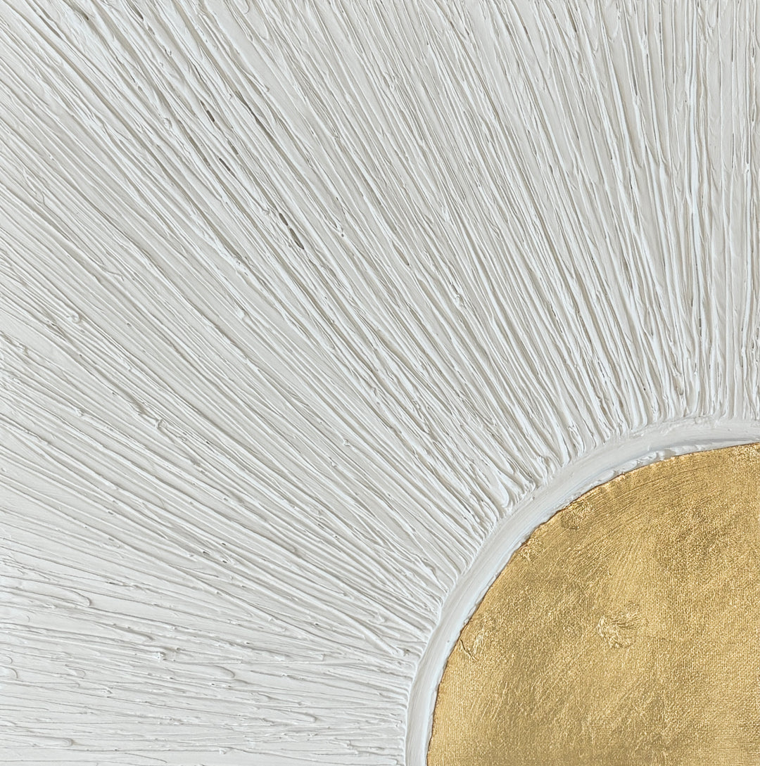 corner golden circle with textured white background rays in lines abstract minimal