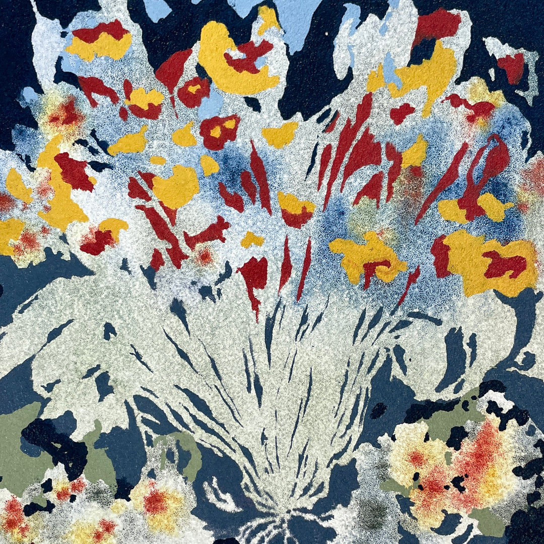 abstract floral bouquet flowers blue red green gradient 