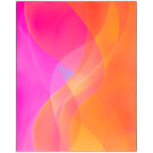 Abstract layering of transparent resin colors of pink and orange in organic vertical waves 