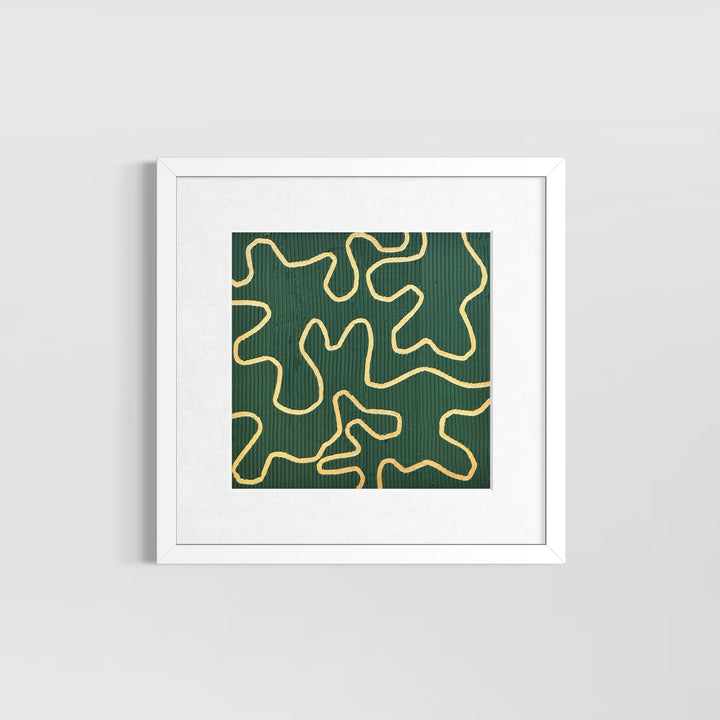 green matte striped textured background with squiggle lines abstract gold minimal geometric 