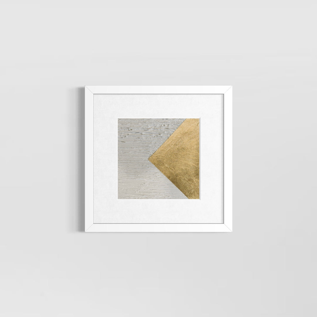 sideways golden triangle horizontal striped textured white background minimal abstract