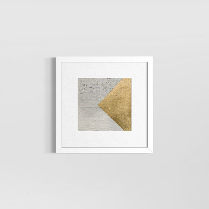 sideways golden triangle horizontal striped textured white background minimal abstract