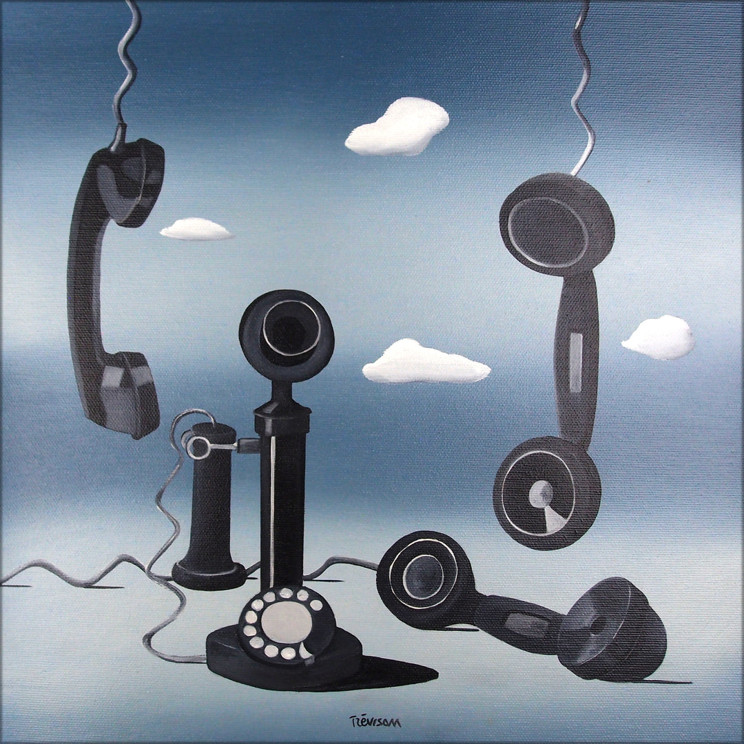 The Three Suitors, artwork by Carlo Trevisan. Oil on canvas. 14 by 14 inches.
