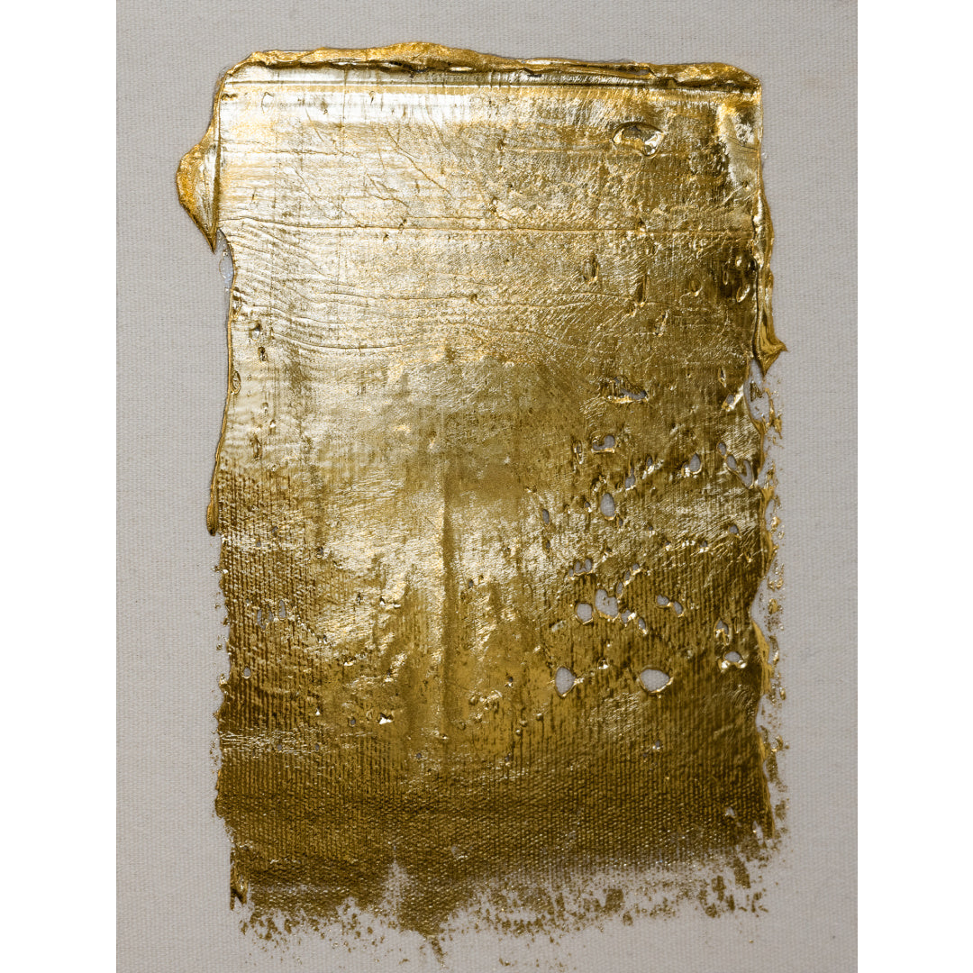 Gold Texture No. 165, artwork by M. Clark. Gold foil on illustration board mounted to sintra panel. 10.5 by 8 by 0.5 inches.