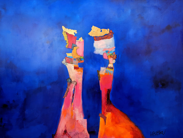 Instant De Confession, artwork by Lau Blou. Acrylic and mixed media on canvas. 36 by 48 inches.