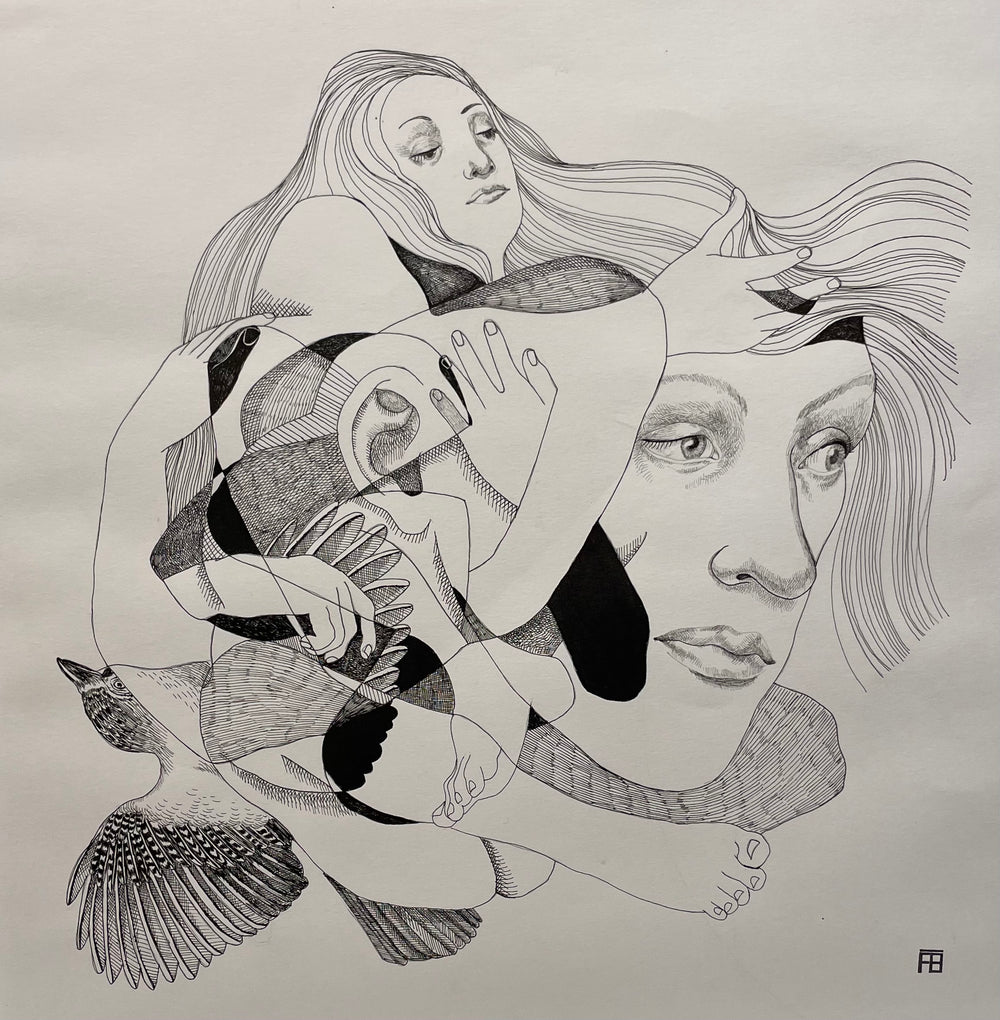 La Méché Rebelle by Florent Blache. Ink & acrylic on paper.