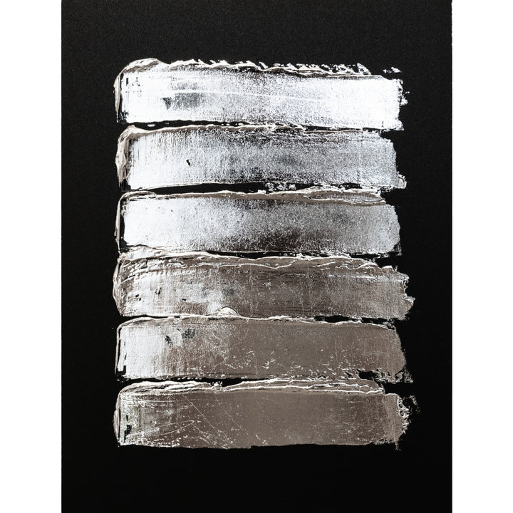 Silver Texture No. 5, artwork by M. Clark. Silver foil on illustration board mounted to sintra panel. 10.5 by 8 by 0.5 inches.
