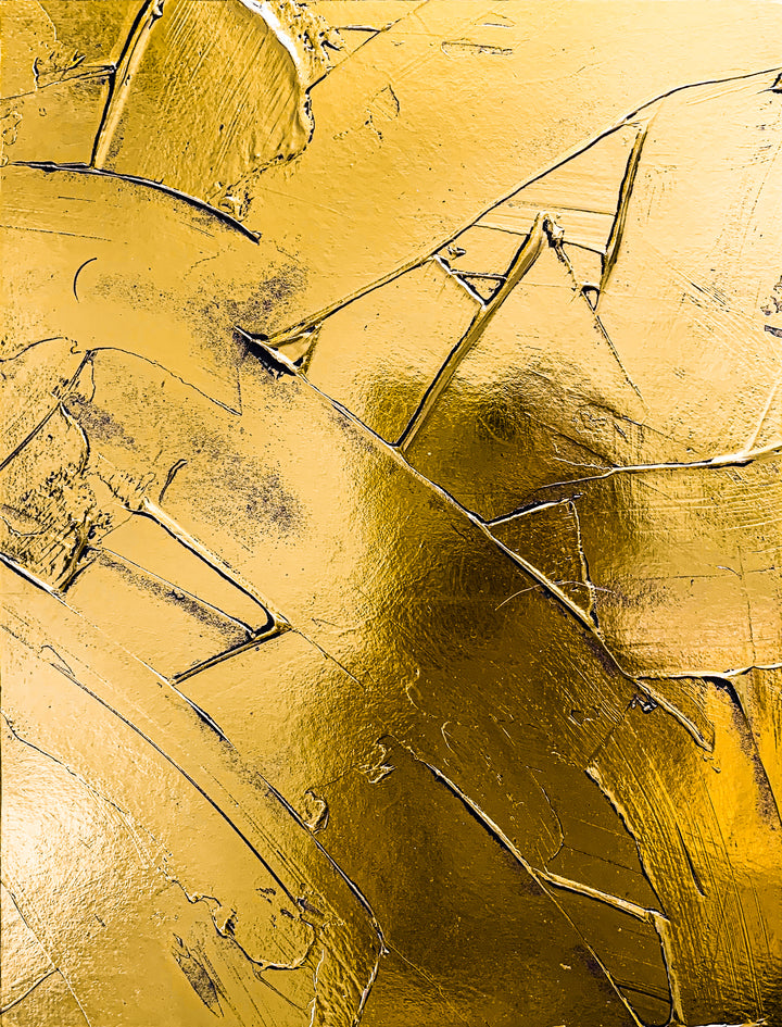 Golden Texture No. 85, artwork by M. Clark. Gold foil on illustration board mounted to sintra panel. 10.5 by 8 by 0.5 inches.