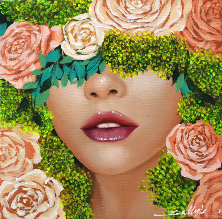 Baby Breath III, artwork by Sally K. Acrylic paint on canvas. 12 by 12 inches.